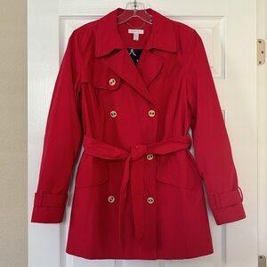 CHARTER CLUB RED COLOR DOUBLE BREASTED TRENCH COAT- SIZR S